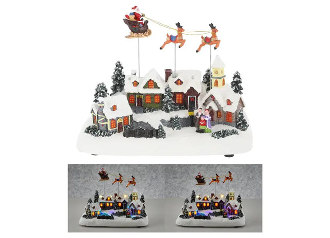 LED-beleuchtete Winterlandschaft mit Santa Schlitten, Festtagsdeko, 29x22cm TK Gruppe® Grosshandel 
