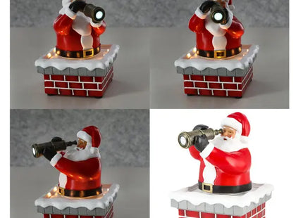 LED-beleuchteter Weihnachtsmann mit Fernglas, Winterliche Figur, 20cm Hoch TK Gruppe® Grosshandel 