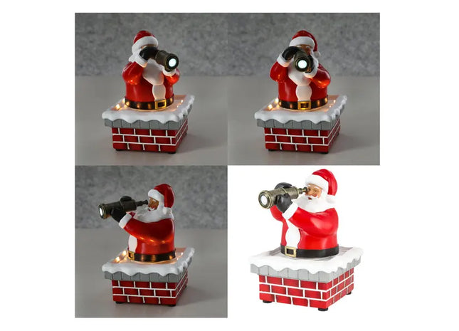 LED-beleuchteter Weihnachtsmann mit Fernglas, Winterliche Figur, 20cm Hoch TK Gruppe® Grosshandel 