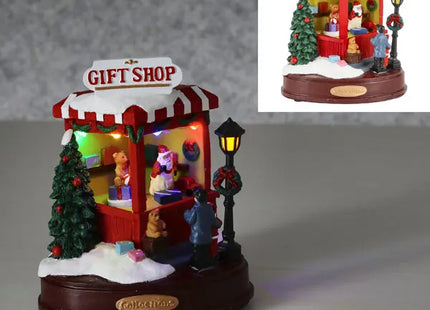 LED-beleuchteter Winter Geschenkladen, Festliche Dekoration, 13x16cm TK Gruppe® Grosshandel 