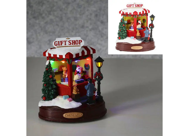 LED-beleuchteter Winter Geschenkladen, Festliche Dekoration, 13x16cm TK Gruppe® Grosshandel 