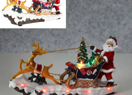 LED-beleuchteter Winter Rentierschlitten, Festliche Deko, 33x18cm TK Gruppe® Grosshandel 