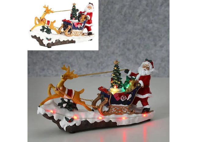 LED-beleuchteter Winter Rentierschlitten, Festliche Deko, 33x18cm TK Gruppe® Grosshandel 