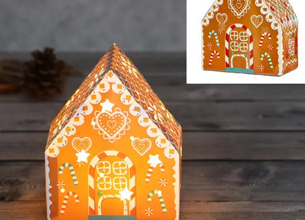 LED-beleuchtetes Papier-Lebkuchenhaus, Höhe 15 cm – Festliche Deko TK Gruppe® Grosshandel 