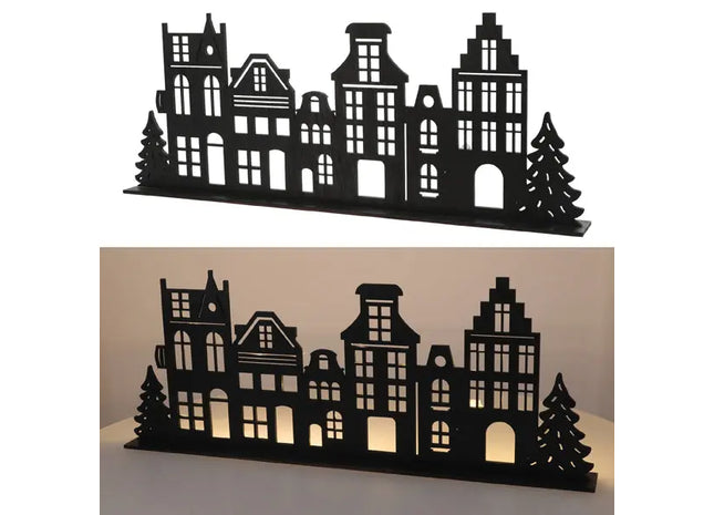 LED-beleuchtetes Winterdorf auf Sockel, 57 cm Breite, Dekorativ TK Gruppe® Grosshandel 