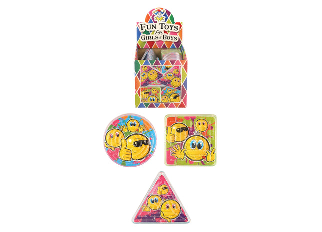 Labyrinth-Puzzle mit Smiley, 3 verschiedene Formen, Knobelspiel für Kinder TK Gruppe® Grosshandel 
