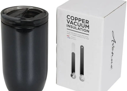 Lagom 380 ml Kupfer-Vakuum Isolierbecher – Hochglanz-Schwarz für stilvolles Trinken TK Gruppe® Grosshandel 