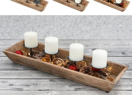 Langgestreckter Adventskerzenhalter aus Mangoholz, 54 cm Länge TK Gruppe® Grosshandel 