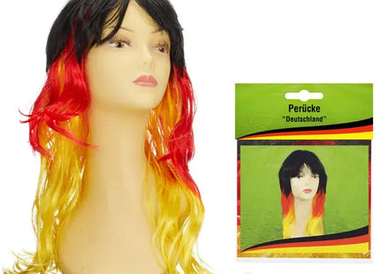 Langhaar-Perücke Deutschland in Schwarz, Rot, Gold – Auffälliges Fan-Accessoire TK Gruppe® Grosshandel 