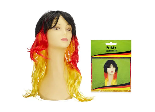 Langhaar-Perücke Deutschland in Schwarz, Rot, Gold – Auffälliges Fan-Accessoire TK Gruppe® Grosshandel 