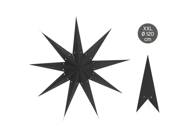 Large Black Paper Star: 9-Point, Extra Large, Approx. 120cmD - SEO-Optimized Listing for Visibility TK Gruppe® Grosshandel 