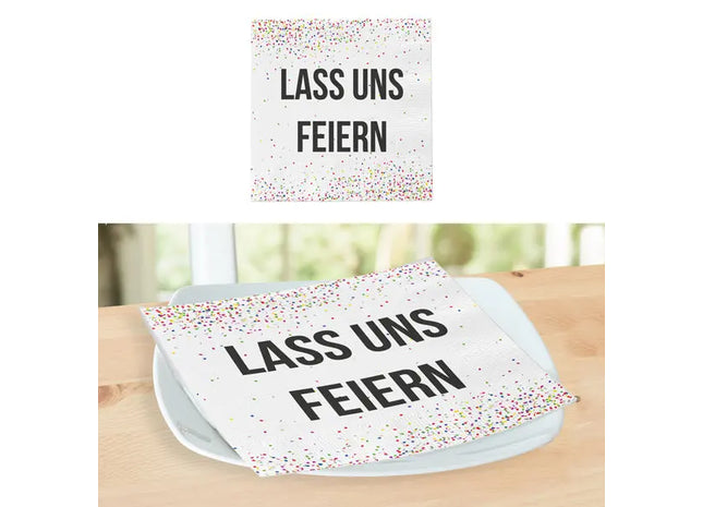 Lass uns Feiern Servietten - Festlicher 20er Pack für Partys & Veranstaltungen TK Gruppe® Grosshandel 