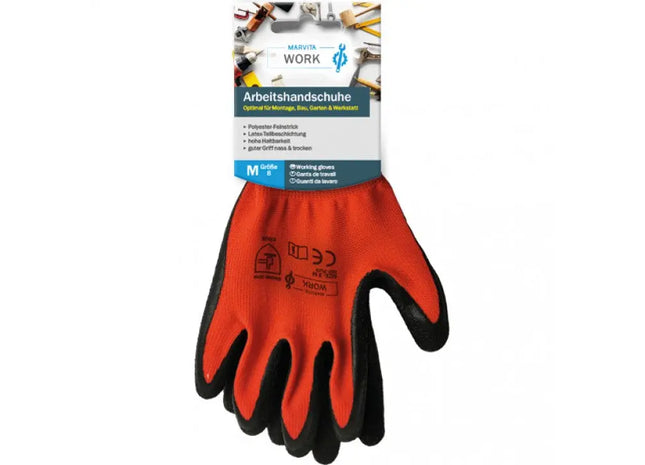Arbeitshandschuhe Rot/Schwarz aus Polyester/Latex, Größen M-XL - Robust & Griffsicher TK Gruppe® Grosshandel 