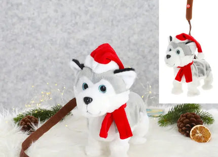 Laufender Husky-Hund Santa mit Sound 26cm - Interaktive Weihnachtsdekoration TK Gruppe® Grosshandel 