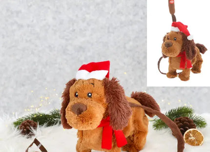 Laufender Weihnachtsmann-Hund mit Sound 25cm - Interaktive Weihnachtsdekoration TK Gruppe® Grosshandel 