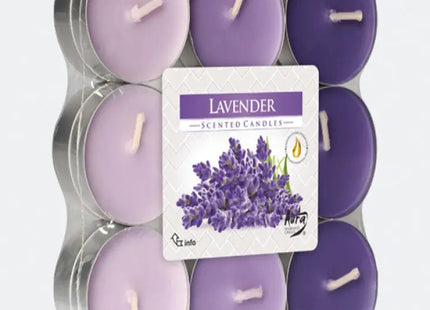 Lavendel-Duft-Teelichter, 18er-Pack in Blockverpackung – Ideal für entspannende Atmosphäre TK Gruppe® Grosshandel 
