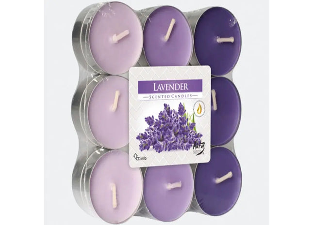 Lavendel-Duft-Teelichter, 18er-Pack in Blockverpackung – Ideal für entspannende Atmosphäre TK Gruppe® Grosshandel 