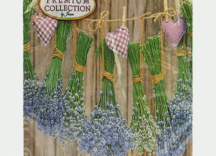 Lavendel mit Herz Premium Servietten, 20 Stück, 33x33 cm - Romantische Tischdekoration TK Gruppe® Grosshandel 