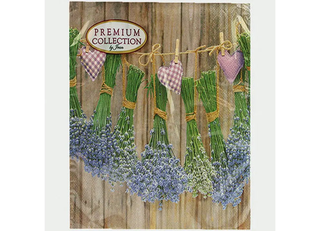 Lavendel mit Herz Premium Servietten, 20 Stück, 33x33 cm - Romantische Tischdekoration TK Gruppe® Grosshandel 