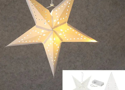 Leuchtende LED Papiersterne, 5 Zacken, Klein, 2er-Set, 45cm Durchmesser TK Gruppe® Grosshandel 