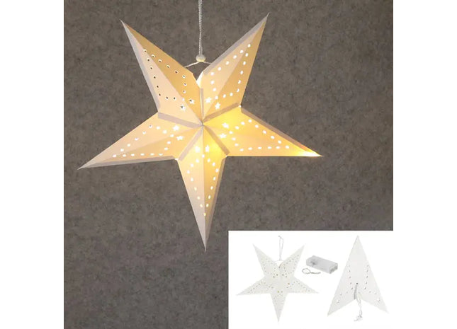 Leuchtende LED Papiersterne, 5 Zacken, Klein, 2er-Set, 45cm Durchmesser TK Gruppe® Grosshandel 