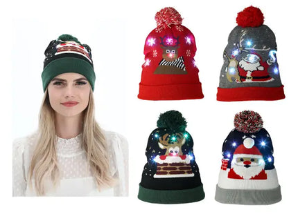 Leuchtende LED-Weihnachtsmützen, 4er Set - Strahlender Festtagsschmuck TK Gruppe® Grosshandel 