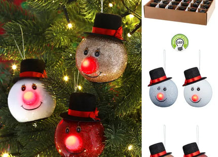 Leuchtende Winterfreude - 4er-Pack LED Weihnachtskugeln, Schneemann, ca. 6,5cm Durchmesser TK Gruppe® Grosshandel 