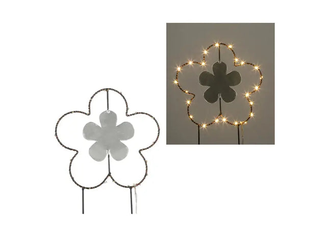 Leuchtender Blumen-Gartenstab: Klein, Höhe ca. 30cm, Dekorative LED-Blumendekoration für den Außenbereich TK Gruppe® Grosshandel 