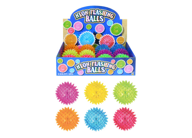 Leuchtender Hundeball Spikey Mit LED, Bunt Gemischt, Robust, 6,5 cm Durchmesser - 6Er Pack TK Gruppe® Grosshandel 