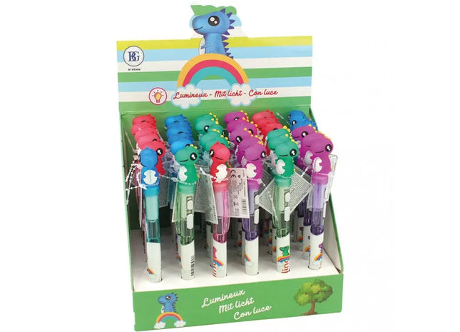 Leuchtender Kugelschreiber DINO, 16 cm - Präsentationsdisplay für Nachtschreiben TK Gruppe® Grosshandel 