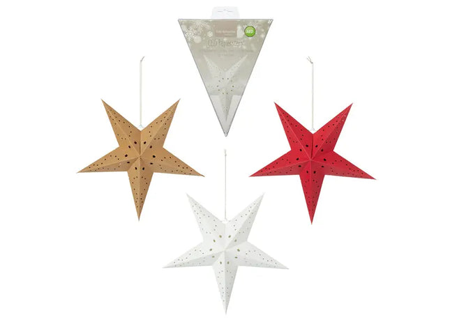 Leuchtender LED Papierstern mit Timer | 40cm | Weihnachtsdekoration | 3 LED | Energiesparend TK Gruppe® Grosshandel 