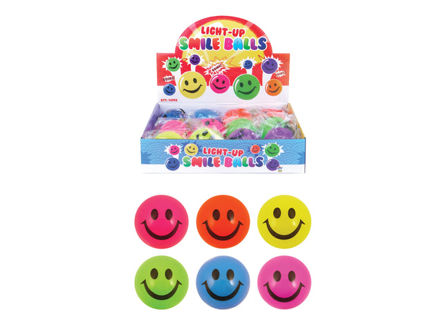 Leuchtender Smiley-Ball 5 cm, 6 Farben, ideal für Kinder und Partys TK Gruppe® Grosshandel 