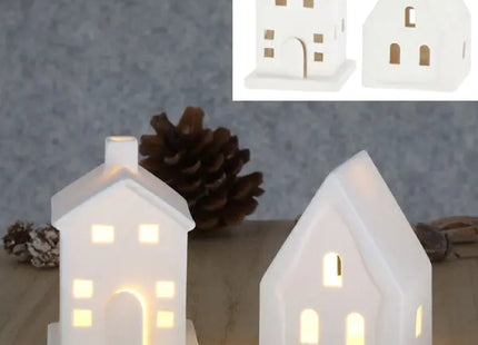 Leuchtendes Cottage in Weiß, 2er-Pack, ca. 9cmH - Schaffen Sie eine gemütliche Atmosphäre mit LED-Häusern TK Gruppe® Grosshandel 