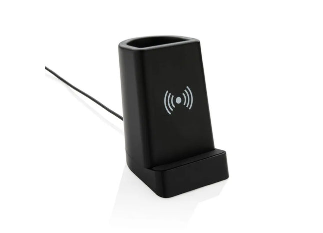 Leuchtendes Logo 5W Wireless Charging Stifthalter - Schwarz TK Gruppe® Grosshandel 