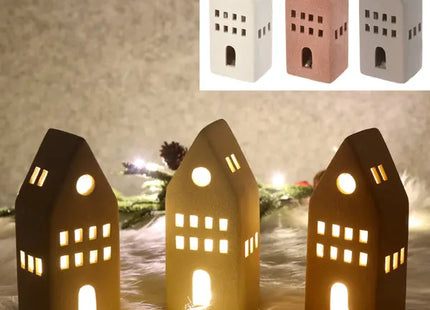 Leuchtendes Sandstein-Haus, 3er-Pack, L, ca. 19cmH - Verbessern Sie Ihr Ambiente mit LED-Häusern TK Gruppe® Grosshandel 