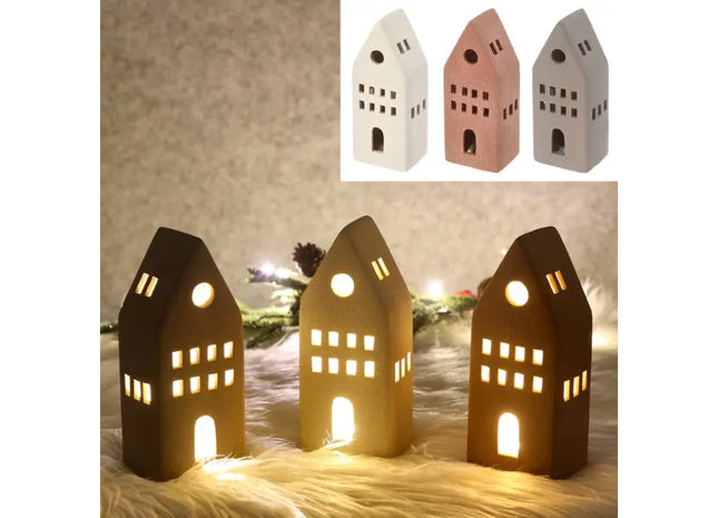 Leuchtendes Sandstein-Haus, 3er-Pack, L, ca. 19cmH - Verbessern Sie Ihr Ambiente mit LED-Häusern TK Gruppe® Grosshandel 
