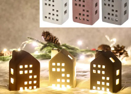Leuchtendes Sandstein-Haus, 3er-Pack, S, ca. 11cmH - Gestalten Sie Ihre Umgebung mit LED-Häusern! TK Gruppe® Grosshandel 