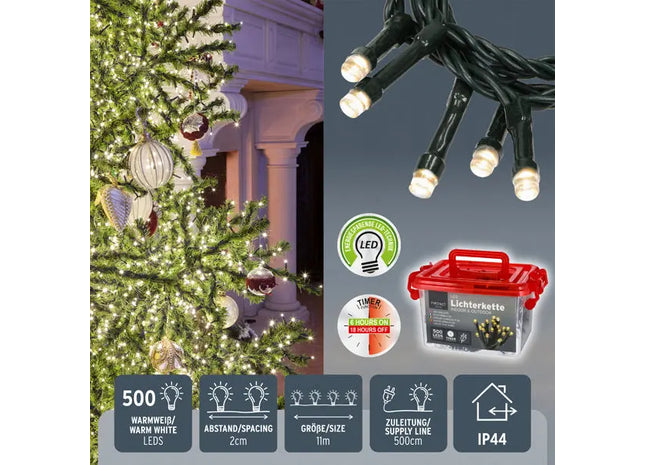 Lichterkette 500 LEDs auf 11m, inkl. praktischer Aufbewahrungsbox - Ideal für Deko TK Gruppe® Grosshandel 