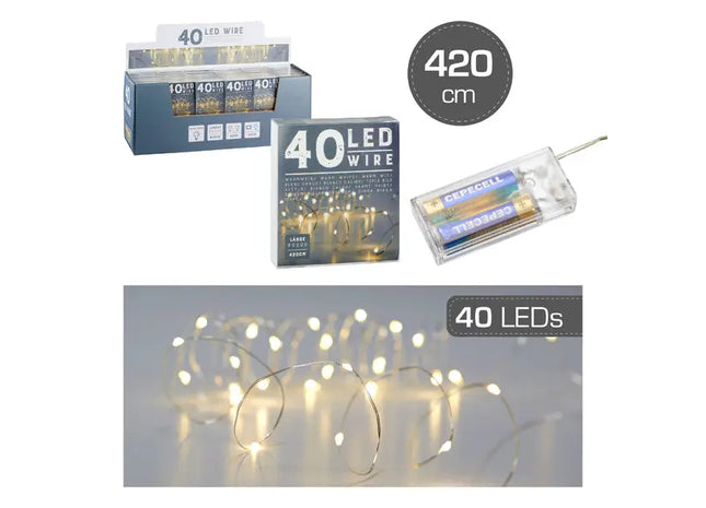 Lichterkette Micro: 40 helle LED, 420 cm Länge - Perfekte dekorative Beleuchtung TK Gruppe® Grosshandel 