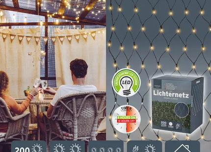 Lichternetz mit 200 LEDs, Energiesparend, 3x2 Meter TK Gruppe® Grosshandel 