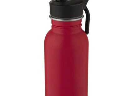 Lina Edelstahl Sportflasche 400ml mit Strohhalm in Rubinrot - Stilvoll und Praktisch TK Gruppe® Grosshandel 