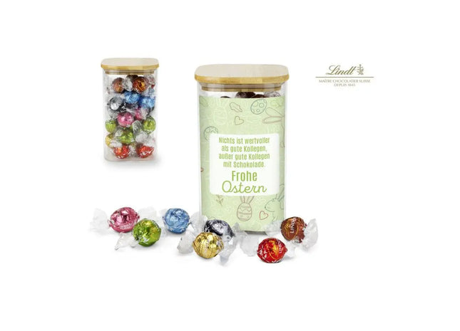 Lindor Geschenkset im Team-Glas, Frohe Ostern Design TK Gruppe® Grosshandel 