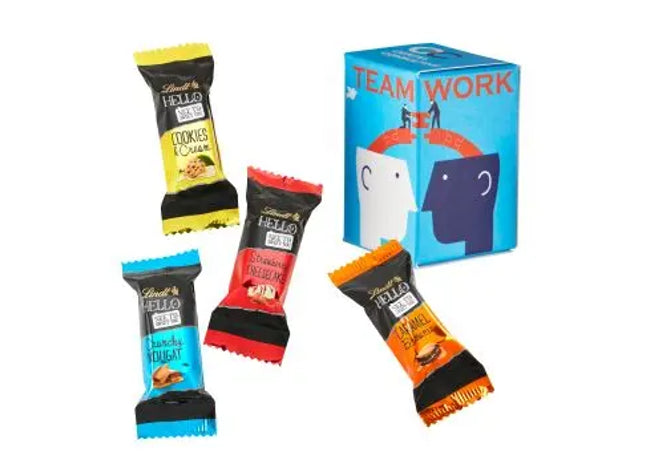 Lindt Hello Mini Stick Mix im Promo-Tower - Individuell bedruckt TK Gruppe® Grosshandel 