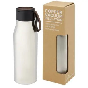 Ljungan 500 ml Kupfer-Vakuum Isolierflasche mit PU Band und Deckel - Silber, Stilvoll und praktisch TK Gruppe® Grosshandel 