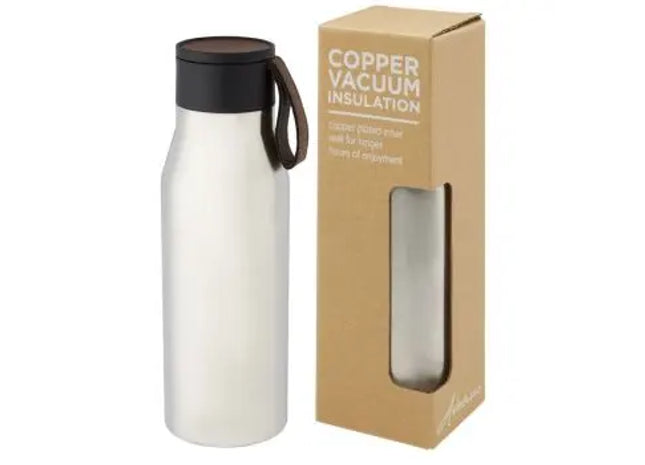 Ljungan 500 ml Kupfer-Vakuum Isolierflasche mit PU Band und Deckel - Silber, Stilvoll und praktisch TK Gruppe® Grosshandel 