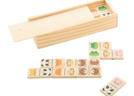 Lombok Tier-Domino in Naturholz - Lernspiel zur Tiererkennung und Logikförderung TK Gruppe® Grosshandel 