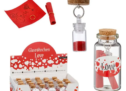 Love Glasröhrchen, ca. 7cm, 24 Stück im Display – Ideal für Deko und Geschenke TK Gruppe® Grosshandel 