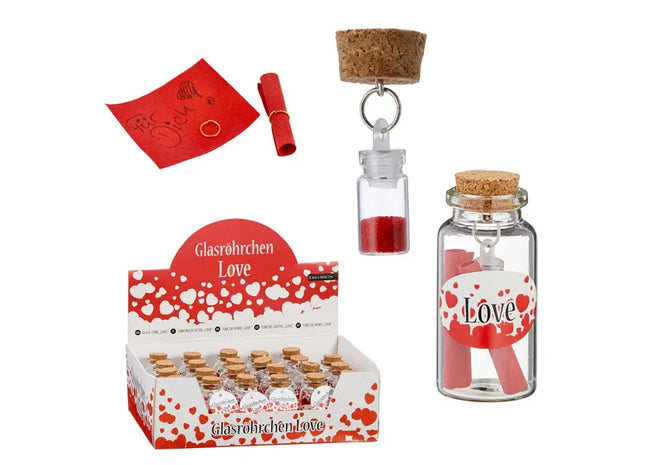 Love Glasröhrchen, ca. 7cm, 24 Stück im Display – Ideal für Deko und Geschenke TK Gruppe® Grosshandel 