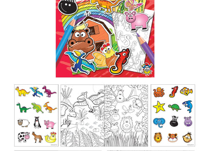 Lustiges Aufkleber- und Malbuch 10,5 x 14,5 cm – 10 Seiten, kreatives Spielbuch für Kinder TK Gruppe® Grosshandel 