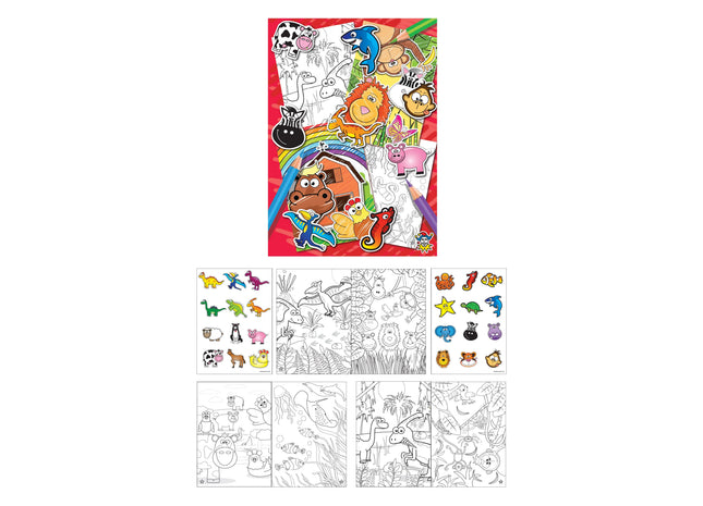 Lustiges Aufkleber- und Malbuch 10,5 x 14,5 cm – 10 Seiten, kreatives Spielbuch für Kinder TK Gruppe® Grosshandel 